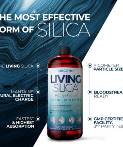 Orgono Living Silica Collagen Booster Liquid | Vegan Collagen Boosting Drink | Supports Healthy Collagen and Elastin Production for Joint & Bone Support, Glowing Skin, Strong Hair & Nails. 33.85 Fl Oz (Pack of 1) 17 81oGAhU qbS