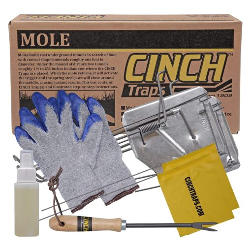 Cinch Mole Trap Deluxe Kit Large (2 Pack) Heavy Duty and Reusable, Rust and Weather Resistant, Outdoor Use, Lawns, Gardens, Sports Fields, Yards, Personal and Professional-Grade Use Large - Deluxe Kit