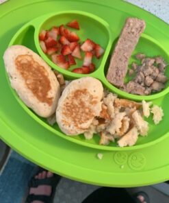 ezpz Mini Mat (Lime) - 100% Silicone Suction Plate with Built-in Placemat for Infants + Toddlers - First Foods + Self-Feeding - Comes with a Reusable Travel Bag - 6 Months+ Lime 32 81oGVVguxGL