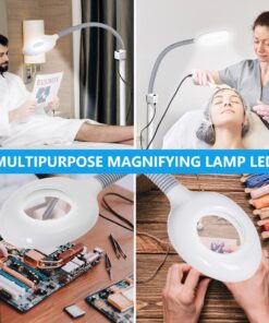 5X Magnifying Lamp LED Magnifier Light Glass Lens W/Adjustable Gooseneck, Floor Rolling Stand Facial Beauty Spa Salon Light Equipment Visual Aid 20 81oGun0dKL