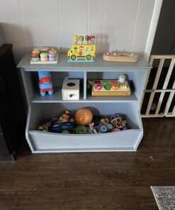 Amazon Basics Children's 3 Shelf Multi-Functional Bookcase and Toy Storage Bin - Grey, 14.84"D x 31.25"W x 24.56"H 28 81oM8WcmYCL