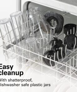 Hamilton Beach Stay or Go Blender with 32oz Jar, 8oz Grinder for Nuts & Spices, and 2 Portable Cups with Drinking Lids for Shakes and Smoothies, BPA Free, Black and Silver (52400) 22 81oMZvy8o L