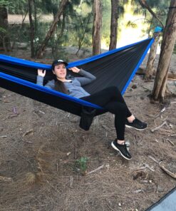 MalloMe Hammock - Camping Hammocks - Portable Hammock Kids Hammock Outdoor Hammock - Hamaca Double Hammock - 2 Person Hammock Tree Hammock - Hamock Travel Hammock - Backpacking Hammocks for Outside Black & Blue Large 34 81oMqfRtdfL