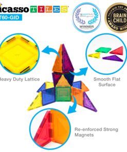 PicassoTiles Kids Toy Building Block Set Glow in The Dark Children Construction Kit Magnet Tiles Magnetic STEM Interlocking Playboard Educational Learning Stacking Blocks Child Brain Development PT60 16 81oN6jKanIL