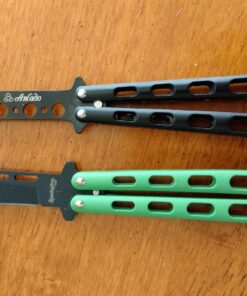 Anlado Balisong Butterfly Knife Trainer Practice with O-ring Latch - Enhanced Version - Black Metal Steel - no Offensive Blade - for Beginner, Children, Butterfly Knives Lover and more 16 81oO24FQYBL