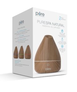Pure Enrichment PureSpa Natural Essential Oil Diffuser (Natural) – 200ml Water Tank Lasts Up to 10 Hours with Soft Color-Changing Lights and Auto Safety Shut-Off Wood 27 81oO5KVGjWL