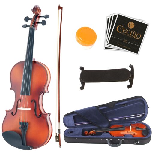 Mendini By Cecilio Violin For Beginners, Kids & Adults - Beginner Kit For Student w/Hard Case, Rosin, Bow - Starter Violins, Wooden Stringed Musical Instruments 4/4 MV300 Antique