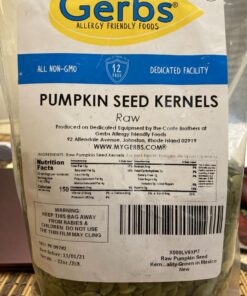 GERBS Raw Pumpkin Seed Kernels 2 LB. Resealable Bag, Top 14 Allergy Free Foods, Healthy Protein & Magnesium Packed Superfood Snack, Non GMO, No Oils, No Preservatives, Gluten & Peanut Free, Vegan, Keto, Kosher, Shelled Pepitas grown in Canada 28 81oQPpPmfiL