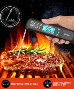 Alternative view of Venigo Digital Meat and Food Thermometer for Cooking and Grilling, Waterproof Instant-Read Cooking Thermometer, Kitchen Probe Thermometer for Baking, Roasting, Smoking, Deep Frying (Black) Black