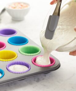 Amazon Basics Reusable Silicone Round Baking Cups, Muffin Liners, Pack of 12, Multicolor 24 81oRNloURuL