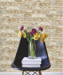 RoomMates RMK9037WP Light Brown Stuccoed Brick Peel and Stick Wallpaper Brown and Grey 33 81oRwpFMkvL