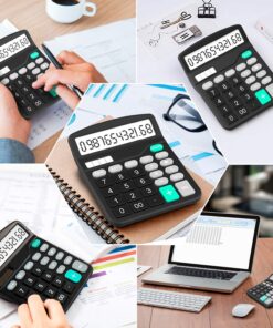 Calculator, Splaks 2 Pack Standard Functional Desktop Calculators Solar and AA Battery Dual Power Electronic Office Calculators with 12-Digit Large Display (1 Basic Black&1 Updated Silver) 1 Black & 1 Silver 16 81oSa0vEML 1