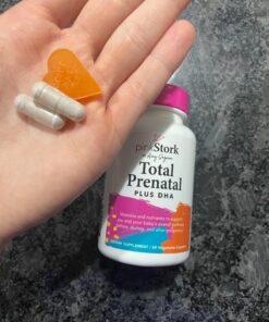 Pink Stork Total Prenatal Vitamins with DHA, Folate, Iron, Choline, and Vitamin B12. Prenatals for Women to Support Fetal Development, Pregnancy Must Haves - 60 Capsules, 1 Month Supply 39 81oT 94rNL