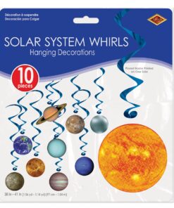 Beistle 10 Piece Solar System Whirls Outer Space Hanging Swirls Educational Classroom Planets Decorations, One size fits most, Multicolored 25 81oT g2ueQL
