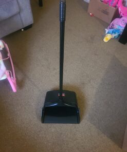 Rubbermaid Commercial Products Dustpan with Long Handle, Plastic, Black, Compatible with Any Broom for Lobby/Restaurant/Office/Home/Dog Pooper Scooper, 12.50" Wide Standard Standard Dustpan 13 81oVEYxMbBL