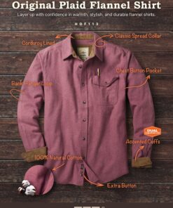 CQR Men's All Cotton Flannel Shirt, Long Sleeve Casual Button Up Plaid Shirt, Brushed Soft Outdoor Shirts Solid Wild Pink XX-Large Tall 15 81oWQPJkzJL