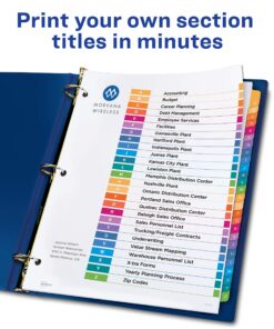 Avery A-Z Tab Dividers for 3 Ring Binders, Customizable Table of Contents, Multicolor Tabs, 1 Set (11125), 0.281 H x 11.0 L x 11.0 W Classic 15 81oXQ0ay9GL