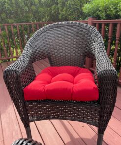 Pillow Perfect Outdoor/Indoor Pompeii Tufted Seat Cushions (Round Back), 19" x 19", Red, 2 Pack Round Corner - 19" x 19" Pillow 36 81oYCR1cpQL