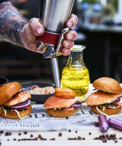 iSi North America Gourmet Cream/Food Whipper for All Hot and Cold Applications, 1 Pint, Stainless Steel/Red 14 81oZPSKl5L