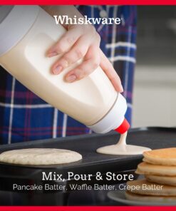 Whiskware Pancake Batter Bottle with BlenderBall Wire Whisk, Pancake Batter Dispenser Bottle for Baking Pancakes, Cupcakes, Muffins, Crepes, and More,White 18 81oZTTGcLnS