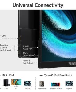 WUAWE 16" Portable Monitor, 1920x1200P 16:10 Full HD USB C HDMI Travel Monitor for Laptop, External Second Computer Monitor with HDR Freesync Low Blue Light for PC MacBook Phone PS5 Xbox Switch 19 81oaded7UyL