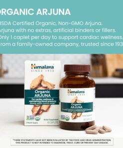 Himalaya Organic Arjuna Herbal Supplement, Cardiovascular Support, Blood Pressure Maintenance, Heart Health, USDA Certified Organic, Non-GMO, Vegan, 700 mg, 60 Plant-Based Caplets, 60 Day Supply 1 12 81oaesUhEbL
