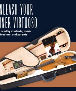 Alternative view of Cecilio CVN-500 Solidwood Ebony Fitted Violin with D'Addario Prelude Strings, Size 4/4 (Full Size)