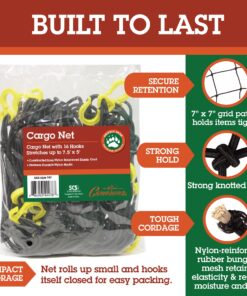 Grizzly Gear Automotive Large Bungee Cargo Net w 16 Durable Hooks - 7" Mesh Elastic Stretches to 7.5' x 5' - Compatible w All Pickup Truck Beds & Trailers - Heavy Duty, Weatherproof -Storage Made Easy Black 23 81oiKTkTpyL 1