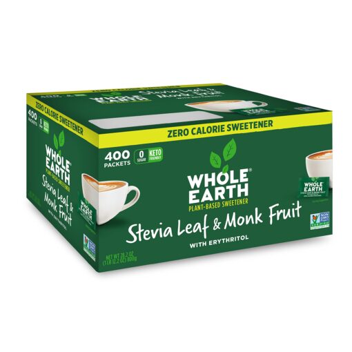 Whole Earth Sweetener Co. Stevia & Monk Fruit Sweetener, Erythritol Sweetener, Stevia Packets, Sugar Substitute, Natural Sweetener, 400 Count Stevia and Monk Fruit 400 Count (Pack of 1)