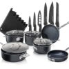 Granitestone Original 16 Pieces Set Includes 10 Pieces Stack Master Triple Layer Nonstick Dishwasher Oven Safe Cookware 6pcs Nutriblade Knife HighGrade Professional Chef Stainless Steel Kitchen Knives 17 81ojUdDBWQL