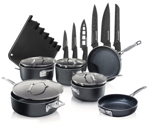 Granitestone Original 16 Pieces Set Includes 10 Pieces Stack Master Triple Layer Nonstick Dishwasher Oven Safe Cookware 6pcs Nutriblade Knife HighGrade Professional Chef Stainless Steel Kitchen Knives