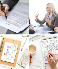 Pens Bulk 6-Pack, Black Ink pens,Quick Dry Ink Gel Pens, Medium Point Pens,Waterproof Micro-Pen,White and simple fashion penholder Smooth Writing for Office Supplies School Home Note Taking writing White 23 81ok5R7vrL