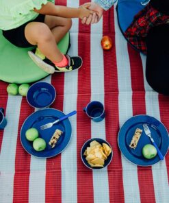 Stansport 24-Piece Enamel Camping Tableware Set Blue 33 81okvf0copL