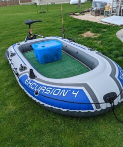 INTEX Excursion Inflatable Boat Series: Includes Deluxe 54in Aluminum Oars and High-Output Pump – SuperStrong PVC – Adjustable Seats with Backrest – Fishing Rod Holders – Welded Oar Locks 4-Person 38 81onHaa46tL