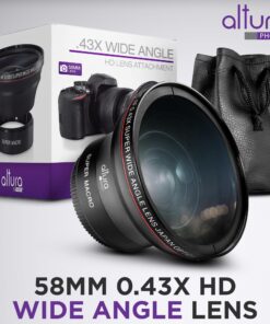58MM 0.43x Altura Photo Professional HD Wide Angle Lens (w/Macro Portion) for Canon EOS 70D 77D 80D 90D Rebel T8i T7 T7i T6i T6s T6 SL2 SL3 DSLR Cameras 58MM 36 81oni6PDzCL