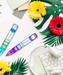 YUE ACTION Liquid Motion Timer Pen 2 Pack/Multi Colored Fidget Pen for Office Desk Toys, Novelty Gifts/ Toys (Blue+Purple Set) Blue+Purple Set 15 81opoESucSL