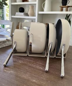 Caraway Nonstick Ceramic Cookware Set (12 Piece) Pots, Pans, 3 Lids and Kitchen Storage - Non Toxic, PTFE & PFOA Free - Oven Safe & Compatible with All Stovetops (Gas, Electric & Induction) - Cream 32 81oqe3NdFtL