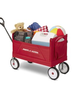 Radio Flyer 3-In-1 EZ Folding, Outdoor Collapsible Wagon for Kids & Cargo, Red Folding Wagon Canopy 56 81oqh0uGjSL