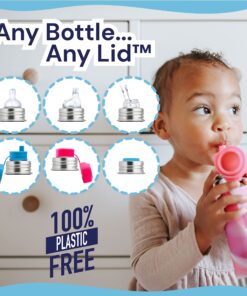 Pura 18 oz / 550 ml Stainless Steel Kids Sport Bottle with Silicone Sport Flip Cap & Sleeve (Plastic Free, Nontoxic Certified, BPA Free) (Aqua Blue) 13 81os KoyM3L