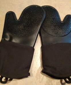 HOMWE Extra Long Professional Silicone Oven Mitt, Oven Mitts with Quilted Liner, Heat Resistant Pot Holders, Flexible Oven Gloves, 1 Pair (Black, 13.7 inch) Black 33 81ot l3Y9eL