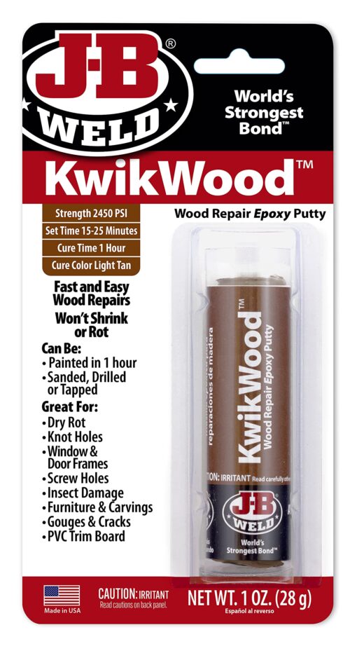 J-B Weld Tan KwikWood Wood Repair Epoxy Putty, 1 oz. Stick 3.5 inch