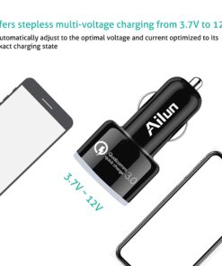 Ailun Car Charger Qualcomm Quick Charge 3.0 Adapter Fast Dual USB Port 35W for iPhone 14 13 11 12 Pro Max X Xs XR SE 2020 Galaxy s20+ S20Ultra, Black Blue 27 81otgy5HBML