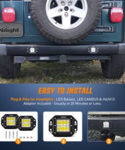 Nilight - NI23C-18W 2PCS 18W Spot LED Work Light Driving Lights Led Light Bar Off Road Led Lights Flush Mount for Jeep Truck Tacoma Bumper ATV UTV,2 Years Warranty 2PCS 18W Spot Flush Mount 31 81ouDjfTIVL