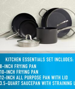 Calphalon Classic Hard-Anodized Nonstick Cookware Kitchen Essentials Set, 6-Piece Pots and Pans Set 6-Piece Nonstick w/ AquaShield™ 36 81ox0txdklL