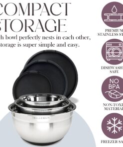 Bellemain Stainless Steel Non-Slip Mixing Bowls with Lids (4-Piece Set) 4 Piece Silver /Black 34 81oyQhprAPL