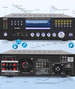 Pyle 4 Channel Wireless Bluetooth Amplifier - 3000 Watt Stereo Speaker Home Audio Receiver w/FM Radio, USB, 2 Microphone w/Echo for Karaoke, Front Loading CD DVD Player, LED, Rack Mount - PD3000BA.5 9 81ozl KlDL