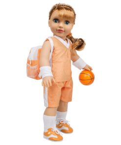 Dress Along Dolly Basketball Uniform Outfit for 18" Girl Dolls (8 Piece Set) - Includes Premium Handmade Doll Clothes & Accessories- Costume Sports Apparel for Doll, Gift for Girls Kids Birthday 19 81ozyDwcywL
