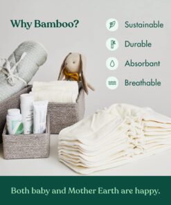 Naturally Natures Cloth Diaper Inserts 5 Layer. Bamboo Reusable Liners (Pack of 12) 24 81p03vPjwL