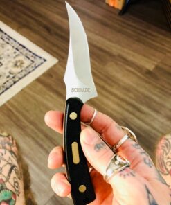 Old Timer 152OT Sharpfinger 7.1in S.S. Full Tang Knife with 3.3in Clip Point Skinner Fixed Blade, Black Sawcut Handle, and Leather Belt Sheath for Hunting, Camping, Skinning, EDC, and Outdoors 64 81p0JYRK48L