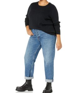 Amazon Essentials Women's Lightweight Long-Sleeve Cable Crewneck Sweater (Available in Plus Size) X-Small Black 13 81p3Er21xRL